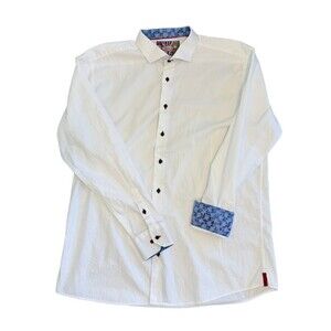 7 Downie St Button Up Shirt Flip Cuff Business Wedding Guest White Men's 3XL